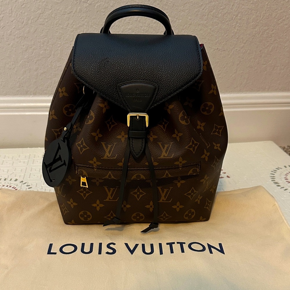 Louis Vuitton Monogram Canvas Backpack with Black Trim